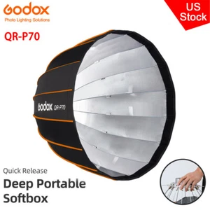 US Godox QR-P70 70cm Quickly Release Parabolic Deep Softbox for Bowens Flash - Picture 1 of 13