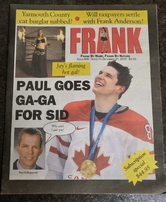 Редкий 2010 Сидни Кросби FRANK MAGAZINE, команда Канады - Изображение 1 из 2