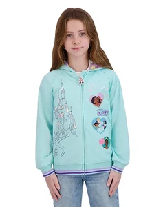 New DISNEY Character Princess Beautiful Girls French Terry Hoodie Jacket Size: 8 - Picture 1 of 4