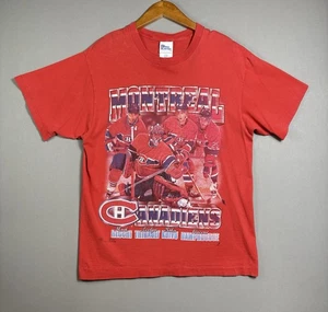 Vintage 90s Montreal Canadiens NHL Hockey Tee Single Stitch Players T Shirt Sz L - Picture 1 of 24