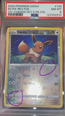 PSA 8 Eevee 130/185 Cosmos Holo Vivid Voltage Costco Exclusive 2 HD GALAXY SWIRL - Image 1 of 4