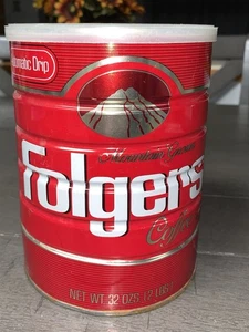 Vintage 80er FOLGERS KAFFEEDOSE AUTOMATISCHER TROPFEN 2 PFUND LEERE BLECHDOSE MIT DECKEL 32oz - Bild 1 von 19