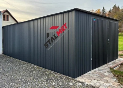 Blechgarage 4x6x2,14m RAL7024M Metallschuppe Autogarage Fertiggarage Montage - Bild 1 von 4