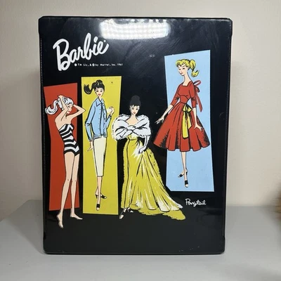 Barbie Doll Case Carrying Wardrobe Trunk BLACK Mattel Ponytail Vintage 1961  - Image 1 of 4