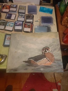 Original Oil Painting Mallard Duck Canvas 14x11" - Picture 1 of 2