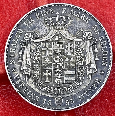 1855 German States Hesse-Cassel Thaler Silver KM 618.42 - Image 1 of 2