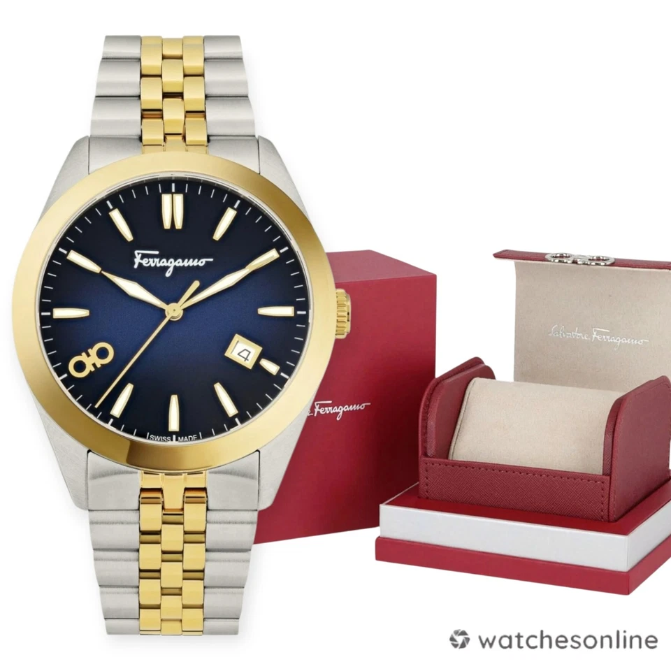 Ferragamo Mens Two Tone 42mm Bracelet Fashion Watch SFUS00422