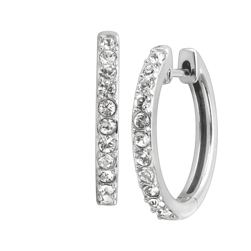 .925 Sterling Silver Swarovski Crys Hoop Amethyst Earrings Vintage NOC