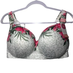 New Cacique Bra Leopard Floral Lightly Lined Smooth Balconette 38F Coquette NWT - Picture 1 of 8