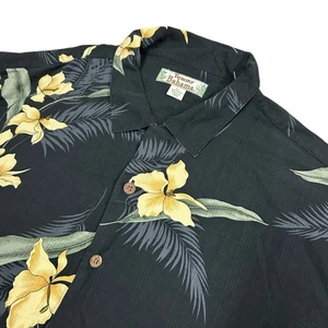 Tommy Bahama Silk Camp Hemd Herren XL schwarz Blumen Knopf Hawaii All Over Print - Bild 1 von 6
