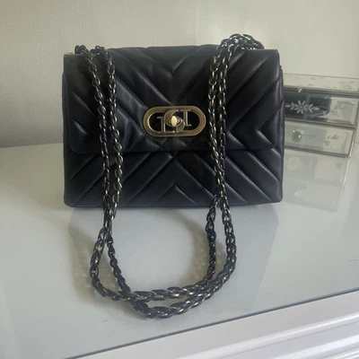 DUNE BUTTERSOFT BLACK LEATHER QUILTED HANDBAG SHOULDER MEDIUM LEAHER CHAIN STRAP - Image 1 of 4