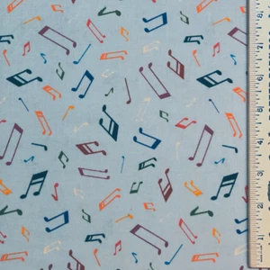By 1/2 Yard Teacher Student Musical Notes Blue Michael Miller 100% Cotton Fabric - Picture 1 of 2