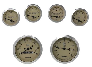 6 Gauge Set Hot Rod Street Rod Universal Dash Mechanical Speedometer Tan - Picture 1 of 3