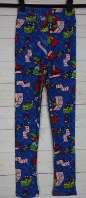 LuLaRoe Kids Christmas Leggings Blue Size L/XL NWT - Image 1 of 4