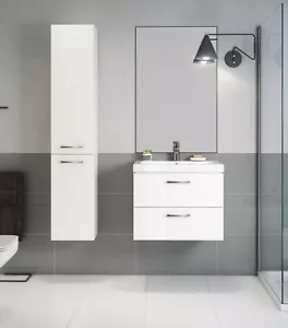 Set Badmöbel Waschbecken 50 60 80 100 Waschtisch Schublade hängender Hochschrank - Bild 1 von 12