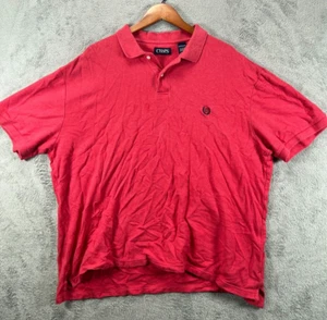 CHAPS Mens 2XL Polo Shirts Pink Navy Blue Crest Logo Short Sleeve Woven Cotton - Picture 1 of 8