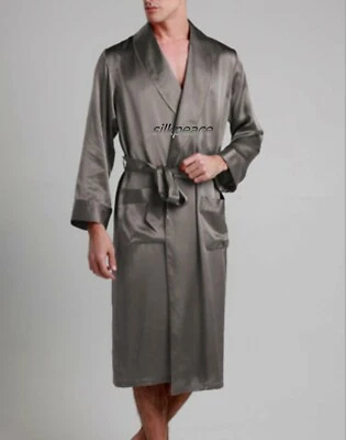SILKPEACE 2º Artículo ENVÍO GRATUITO Para Hombres Seda Satén Bata Pijama Salón Bata de Baño Dormir Foto 1 de 2