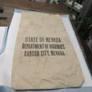 VINTAGE CANVAS CLOTH BAG STATE OF NEVADA DEPT HIGHWAYS CARSON CITY NEVADA - Picture 1 of 4