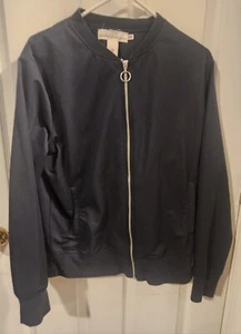 H&M Label Of Graded Goods LOGG Men's Bomber Jacket Size M Navy Full Zip - Picture 1 of 3