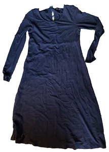 Eileen Fisher XS Navy Scoop Neck Jersey A-line Dress  Back keyhole - Picture 1 of 5