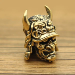 EDC Samurai Casco Cuchillo Cuentas Latón Tejido Cordón Colgante Hágalo usted mismo Llavero - Imagen 1 de 6