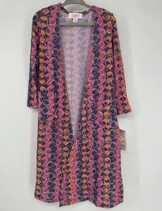 NWT LuLaRoe Girls Sariah Sweater Duster Floral Geometric Sz 4 - Picture 1 of 2