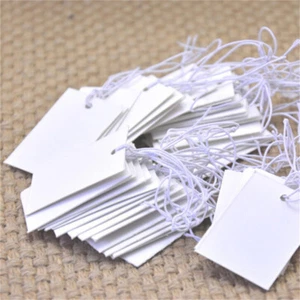 100Pcs White Paper Jewelry Clothes Label Price Tags With Elastic String 5*.h7 - Picture 1 of 7