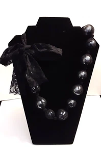 Estate Lace Haute Couture Fake Big Pearls Sash Necklace - Picture 1 of 16