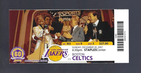 KOBE BRYANT vs PAUL PIERCE - 2007  NBA CELTICS @ LOS ANGELES LAKERS FULL TICKET Cover