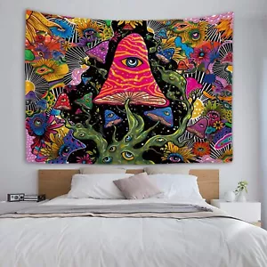 Trippy Abstract Mushroom Tapestry Large Colorful College Decor Aesthetic 51 x 60 - Picture 1 of 4