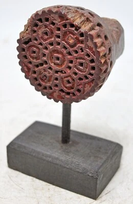 Antique Wooden Textile Printing Block Original Old Hand Carved - Image 1 of 4