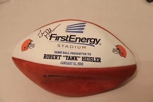 SELTEN JIMMY HASLAM SIGNIERT HANDSIGNIERT CLEVELAND BROWNS BESITZER LOGO FOOTBALL - Bild 1 von 7