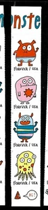 MESSAGE MONSTERS SAY HI FUNNY US 2021 SCOTT #5636-5639 FOREVER STAMP STRIP SET - Bild 1 von 3