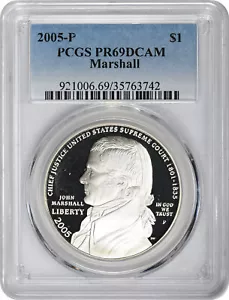 2005-P Chief John Marshall Silver Commemorative Dollar PR69DCAM PCGS Proof 69 DC - Picture 1 of 2