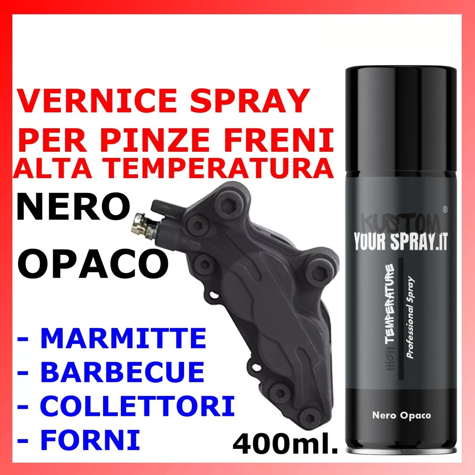 VERNICE SPRAY PER PINZE FRENI NERO OP ALTA TEMPERATURA SCARICO TUNING BOMBOLETTA - Immagine 1 di 1