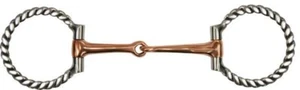 SHOW BIT Stainless Flat Twisted 3.25" Ring Cheeks 5.25" COPPER Broken Mouth - Picture 1 of 1