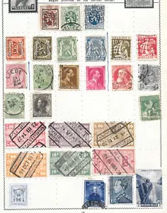 BELGIUM ALBUM PAGE OF 28FINE USED STAMPS INCLUDES RAIL AMD PRE CANCELLED c1930's - Picture 1 of 3