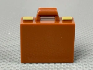 LEGO Minifigure Reddish Brown Suitcase Briefcase Gold Clasps Minifig Accessory - Picture 1 of 5