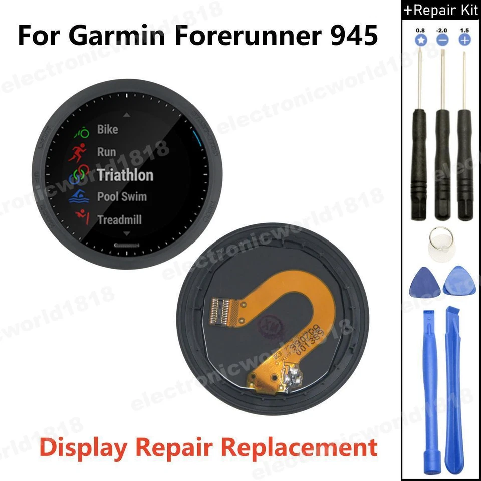 Für Garmin Forerunner 945 GPS-Uhr LCD-Display Bildschirm Glas Reparatur Ersatz - Bild 1 von 4