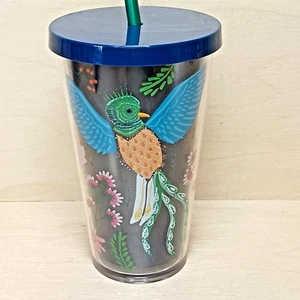 STARBUCKS Bird of Paradise Quetzal Blue Acrylic Tumbler 16 Oz Flower Multi-color - Picture 1 of 10