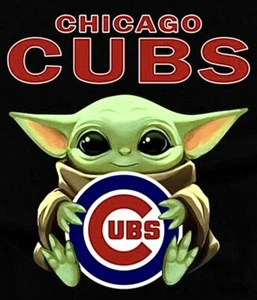 2 Chicago Cubs Baby Yoda Waterproof Vinyl Stickers 4.5x3.8 Decals - Picture 1 of 1