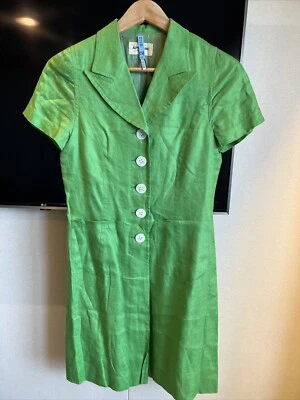 Vintage Green Linen Dress Alpha Cubic Boutique Japan Size 36 - Изображение 1 из 4
