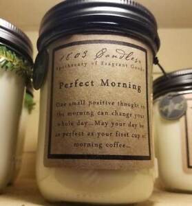 1803 Candles PERFECT MORNING~ 14 Oz. SOY JAR Coffee Infused Caramel Pumpkin
