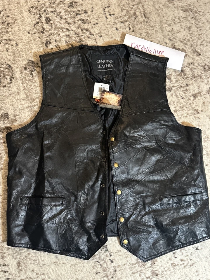 Giovanni Navarre Italian Stone Design Genuine Leather Vest 2x