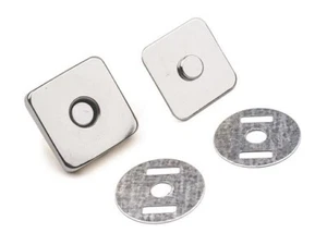 Magnetischer Taschenverschluss 18x18 mm rechteckig Silber - 2 Paar/Stück - Bild 1 von 1