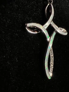 Opal Cross Engraved necklace - Picture 1 of 2