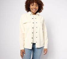 Peace Love World Women's Jacket Sz XL Washed Corduroy Shirt Ivory A619738