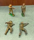 Lot of 4 Cast Iron Lead Metal 3" Military Toy Soldiers Army Men - BROKEN