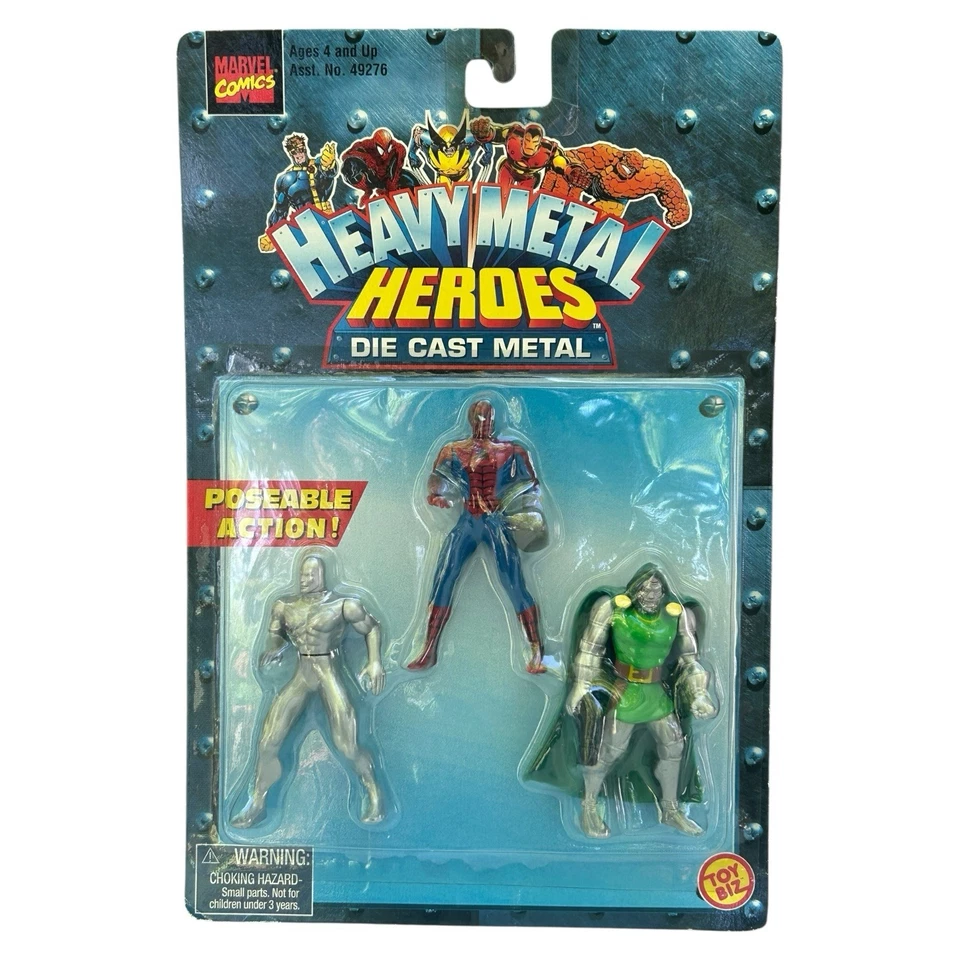 Figuras de héroes de heavy metal de Marvel Die Cast Spiderman Silver Surfer Doctor Doom Foto 1 de 4