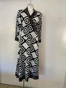 Charlie Brown Dress Black & White Stretch Size 12 Midi-ankle Length - Picture 1 of 4